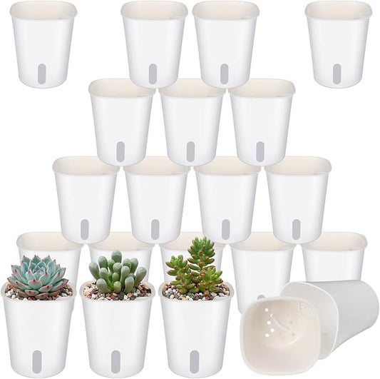 Ziliny 20 Pcs 3.74 Inch Self Watering Pots Self Watering Planters for Indoor Planters Plastic Garden Flower Pots with Level Indicator Vents for Herbs