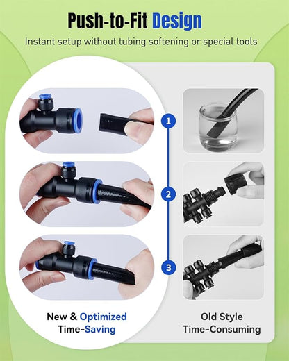 Pawfly 12 Pcs Quick Connect 1/2" to 1/4" Drip Irrigation Fittings for 1/2" Tubing (0.62-0.63" OD), Push-to-Fit 3-Way Reducing Tees Reducer Tee Connectors, Anti-Leak Drip Irrigation Tee Fittings