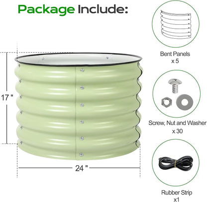 Aoodor 17" Tall 24" Metal Raised Garden Bed, Outdoor Planter Box and Raised Garden Kit for Vegetables, Flowers, and Herbs, Green