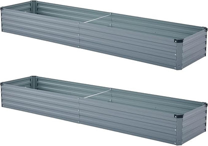 Meberam 2 Pack 6x1.5x1FT Galvanized Raised Garden Beds Kit Outdoor Metal Gardening Planter Box for Vegetable Elevated Flower Herbs,Gray