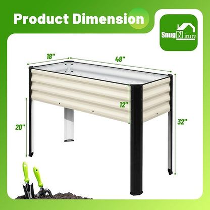 SnugNiture Raised Garden Bed with Legs, 2PCS 48×18×32in Outdoor Metal Elevated Raised Planter Box for Backyard, Patio, Balcony