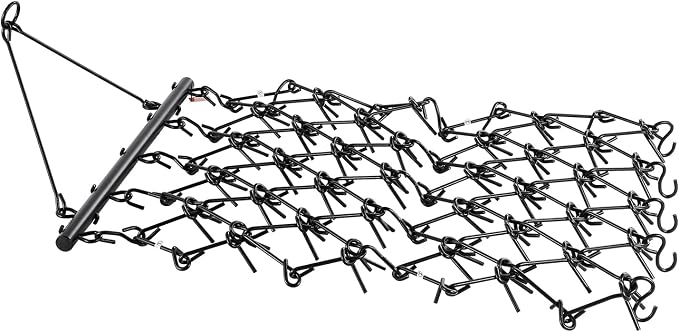 VEVOR Drag Harrow, 4 ft x 4 ft Durable Chain Harrow with 69 Sharp Teeth, Suitable for ATV UTV Tractor, Ideal for Soil Preparation, Seeding, Smoothing Landscapes, and Yard Gravel Driveway Maintenance