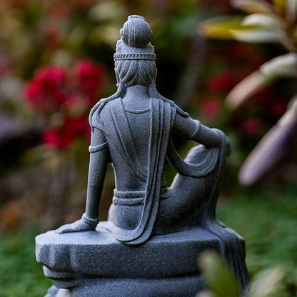 livelyfish Aquarium Buddha Statue Guanyin Buddha Sandstone Sculpture for Zen Garden Fish Tank Home Decor (M)