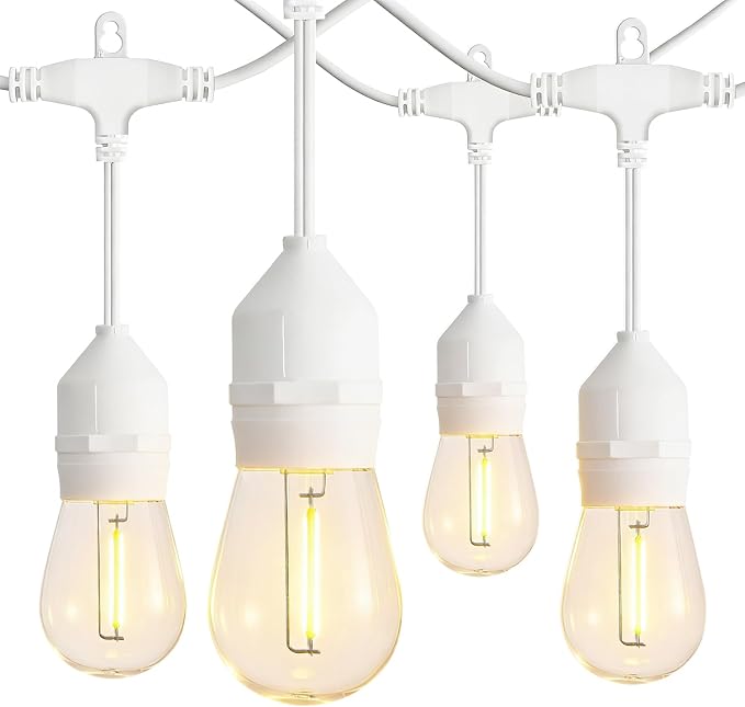 Banord Outdoor String Lights, 105FT Waterproof Patio Lights with 1W Dimmable LED Bulbs, Hanging String Lights for Outdoor Backyard, Garden, Deck, Porch, Gazebo, Balcony, Camping, Party(White)