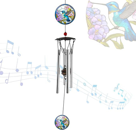 Wind Chimes for Outside 24" Hummingbird Wind Chimes Outdoor Home Patio Garden Decor Hummingbird Gifts Windchimes Outdoors Gift Ideas for Women Mom Grandma Sisters