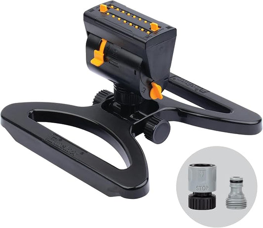 Melnor 65131AMZ MiniMax Turbo Oscillator Sprinkler, 4000 sq. ft., 4-Way Adjustable, Quick Connect Bundle, Black, Yellow (Pack of 12)