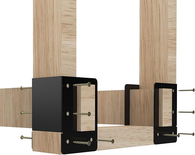 4-Piece Firewood Log Storage Rack Bracket, Adjustable Heavy Duty Powder Coated Steel Holder for DIY Fireplace Wood Storage, Log Holder for Indoor Outdoor Fireplace