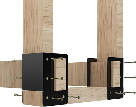 4-Piece Firewood Log Storage Rack Bracket, Adjustable Heavy Duty Powder Coated Steel Holder for DIY Fireplace Wood Storage, Log Holder for Indoor Outdoor Fireplace