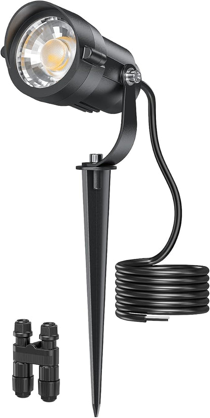 HIBOITEC Low Voltage Landscape Lighting with Connectors 12W Spotlights Landscape Lights Kit 12-24V AC/DC IP65 Waterproof 2700K for House Yard Trees Garden Outdoor 1 Pack