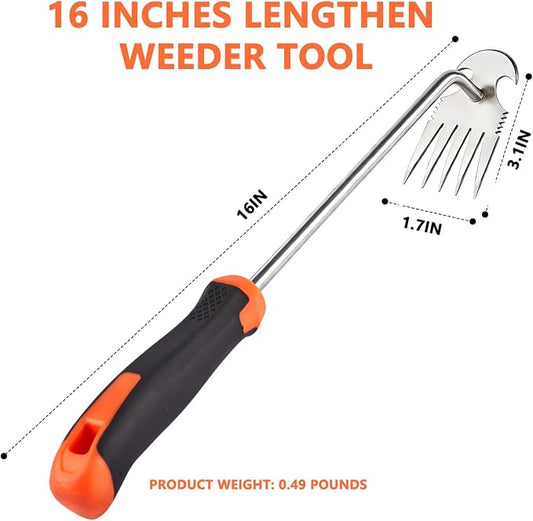Weed Puller Tool, Rubber Handle Garden Manual Weeder Tool, Portable Stainless Steel Weeding Tools, For Hand Weeder Puller for Vegetable Gardening Backyard Farm Planting & Uprooting Weeding Tool
