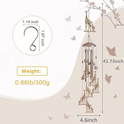 Giraffe Wind Chimes for Outside,Gardening Gifts for Giraffe Lover，Women，Men，Mom，Birthday Party Decorations,Memorial Gifts,Wind Chimes Outdoors，Indoors,Room,Home,Wall,Garden,Patio,Yard Decor