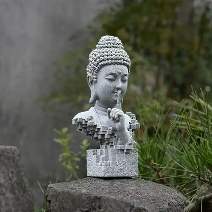 livelyfish Meditating Buddha Statue Zen Garden Statues Sandstone Thinker Buddha Sculpture Figurine for Fish Tank Aquarium Home Decorations, Gift (D)