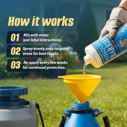 Mosquito Barrier Liquid Garlic Mosquito Repellent Concentrate, 32 fl oz – Professional Outdoor Treatment for Lawns, Landscapes & Perimeter Areas – Yard & Home Mosquito Protection