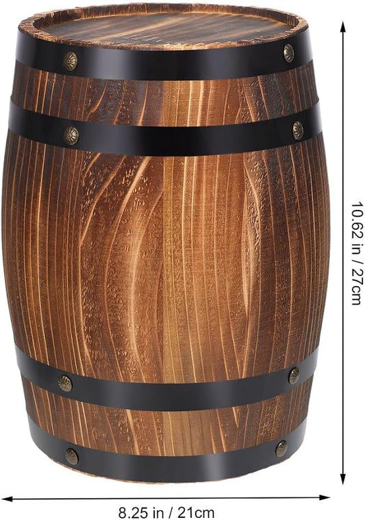 Barrel Decoration Wooden Planter Rustic Wine Barrel Prop 8.2 Inch Antique Style Beer for Home Patio Garden Decor