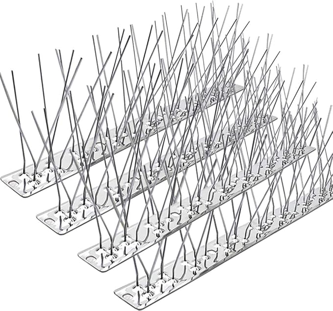 PANGCH Bird Spikes,Stainless Steel Bird Spikes Metal Bird Spikes Fence Spikes Easy to Install - 93 Strips 100.68 Feet Coverage