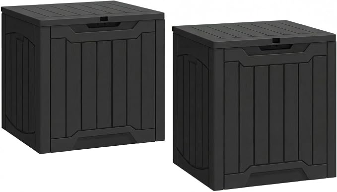 YITAHOME 31 Gallon Deck Boxes Set of 2 | Lockable Outdoor Storage Bins for Patio Cushions, Garden Tools, Weather-Resistant Resin Storage Solution, Black