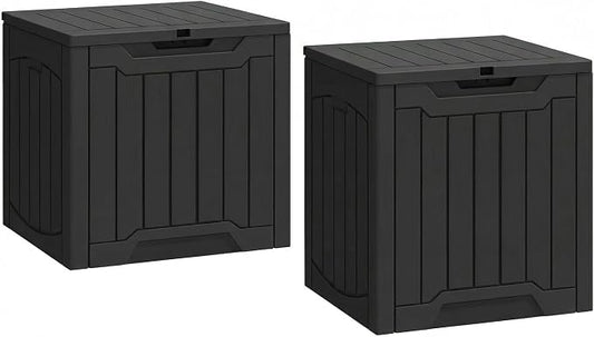YITAHOME 31 Gallon Deck Boxes Set of 2 | Lockable Outdoor Storage Bins for Patio Cushions, Garden Tools, Weather-Resistant Resin Storage Solution, Black