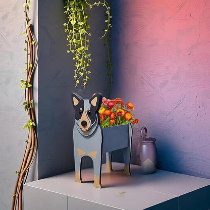 Australian Cattle Dog Planter Pots, 9.84 x 8.57 x 17 Inches | Large Dog Flower Pot, Cute Animal Shaped Plant Pot, Gifts for Women & Pet Lovers, Indoor Outdoor Garden Home Office Decor