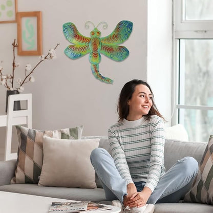 dreamskip 26" Metal Dragonfly Outdoor Wall Decor, Large 3D Wall Art for Yard Patio Fence Decoration, Garden Wall Decor Gift for Mom Women (Bronze)
