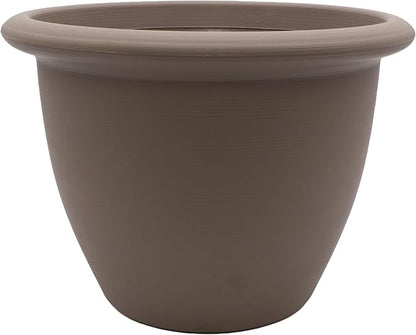 The HC Companies Sevilla Flower Planters - Durable Outdoor & Indoor Planter - Round Lightweight Self Watering Plant Pots for Herbs & More (14" Cappuccino, Pack of 1)