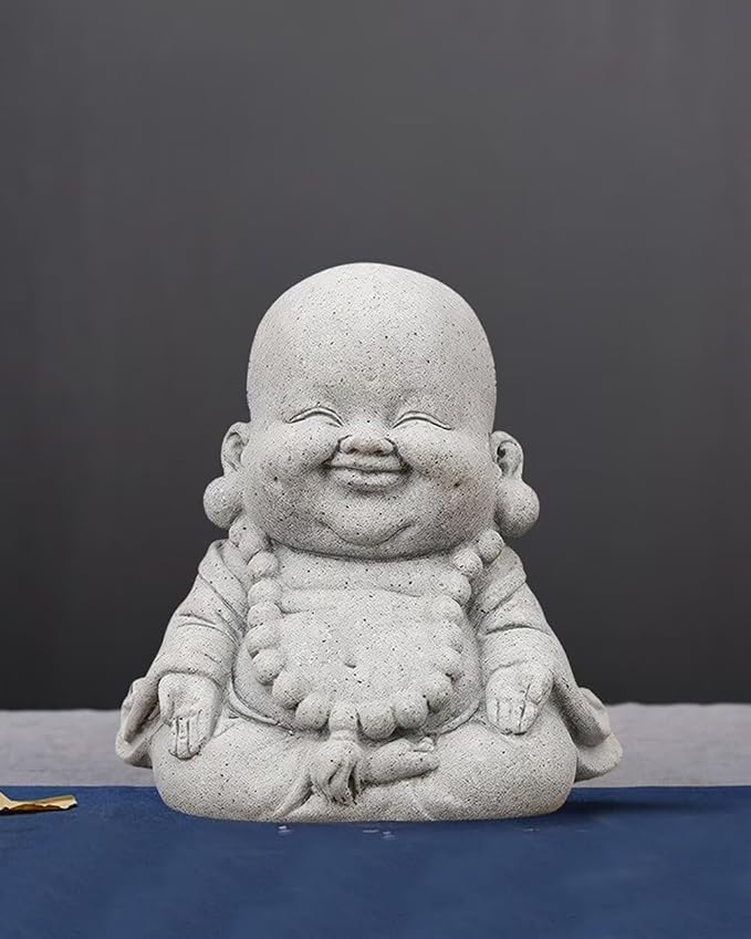 Mini Monk Buddha Statue Sandstone Statues Zen Monk Praying Statue Sculptures for Wealth Good Luck Feng Shui Decor Home Fish Tank Aquarium Garden (Style 17)