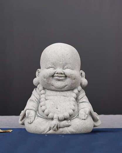 Mini Monk Buddha Statue Sandstone Statues Zen Monk Praying Statue Sculptures for Wealth Good Luck Feng Shui Decor Home Fish Tank Aquarium Garden (Style 17)