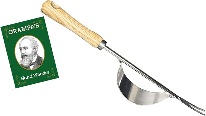 Grampa's Hand Weeder Tool - The Perfect Lightweight Easy to Use Weed Puller Tool for Garden - Durable Unique Lever Design with V-Shaped Forks Allows for Easy Removal of Weeds & Their Roots