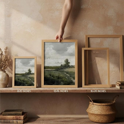 smvexyl Framed Landscape Wall Art, Neutral Nature Canvas Print, 16x24 | Neutral tree landscape art in wood frame for living room bedroom office or farmhouse wall decor