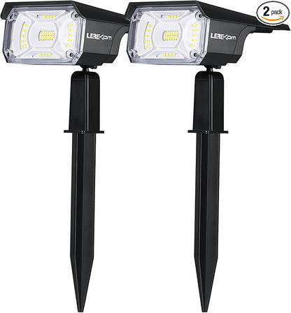 LEREKAM Solar Spot Lights, IP65 Waterproof 40 LEDs Landscape Spotlights,USB & Solar Powered Wall Lights Dark Sensing Auto On/Off,3 Modes Outdoor Solar Garden Lights for Yard Porch 2 Pack