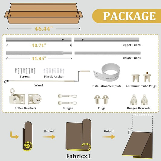 Shade&Beyond Outdoor Roller Shades with Splicing Design, 7' W x 8' H Cordless Patio Roll Up Blinds, Exterior Shade Cloth Roll for Porch, Gazebo, Pergola, Balcony, Wheat