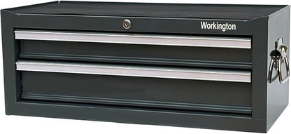 Workington Industrial 2 Drawers Portable Metal Intermediate Box, 26" Middle Tool Chest Cabinet with Ball Bearing Drawer Slides, Steel Tool Storage Box Organizer 4008 Gray