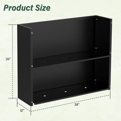 Metal Tall Planter 38" L x 12" W x 30" H | Long Rectangular Planter Box, Drainage Holes & Removable Shelf, Heavy Duty Steel Planter for Tall Plants, Flowers or Shrubs