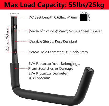 Garage Storage Heavy Duty Utility Hooks, 12 Inch Wall Mount Storage Hanger Organizer for Hanging Tool, Chairs, Hoses, Ladder, Bulk Items, Ropes, Bike
