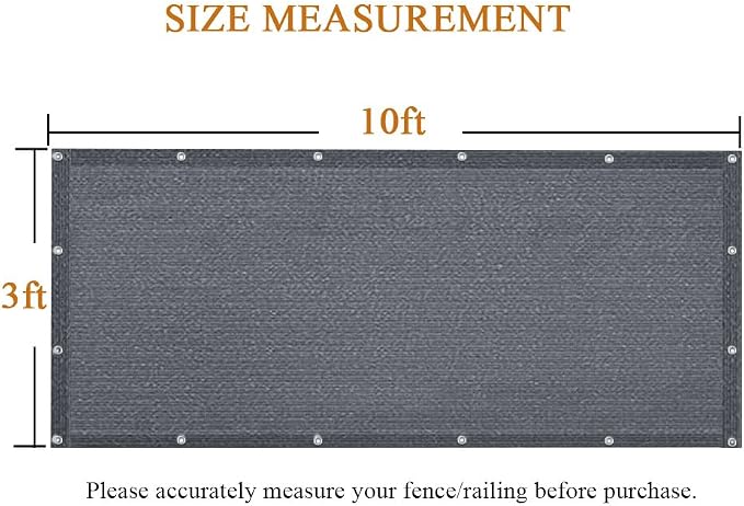 iCover 3x10ft Balcony Privacy Screen Fence, UV-Resistant Railing Fencing Cover for Porch Deck Patio Garden Backyard, Cable Zip Ties Included, Dark Grey