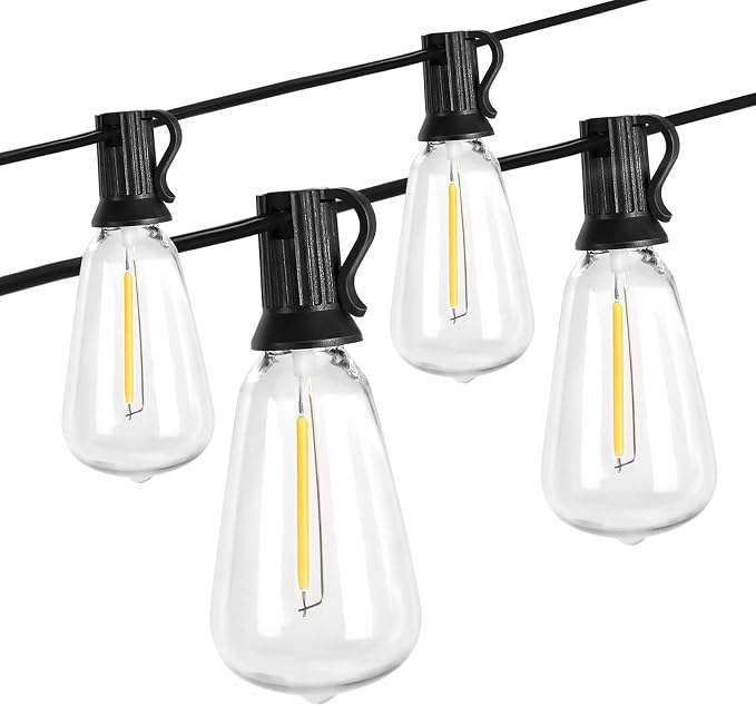 BRIMAX 10FT Outdoor String Lights with 10 Bulbs,ST38 1W Plastic LED Edison Bulbs, Shatterproof, Waterproof String Lights, Perfect for Bistro, Pergola, Backyard and Garden | Shatterproof and Waterproof Edison Bulb String Lights, Perfect for Bistro, Perg...