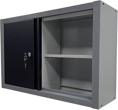 Metal Wall Cabinet Lockable Steel Cabinet Included 2 Removable Shelves Steel Cabinet Black&Grey for Garage Basement