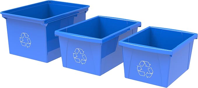 Storex 9 Gallon Recycle Bin, Blue, 1 Count (61549A01C)