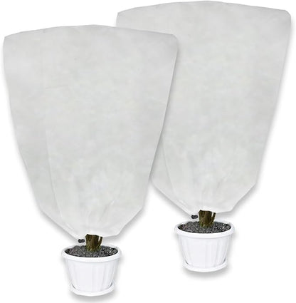 2 Pack Plant Covers Freeze Protection for Winter, 47.2"×31.5" Frost Cloths for Outdoor Plants Cold Weather Blankets with Drawstrings