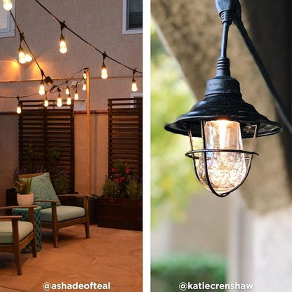 Enbrighten LED Outdoor StringLights SoftWarmWhite PatioLights with UltraDurable Shatterproof and Waterproof Acrylic Bulbs for Balcony,Backyard,Porch,Gazebo,Deck,Party and Market,35631,48ft(Pack of 2)