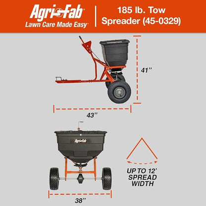 Agri-Fab Tow Behind ATV/UTV Broadcast Spreader for Seed, Fertilizer, Salt and Ice Melt, 185 lb Capacity with 12 Ft Spread Width