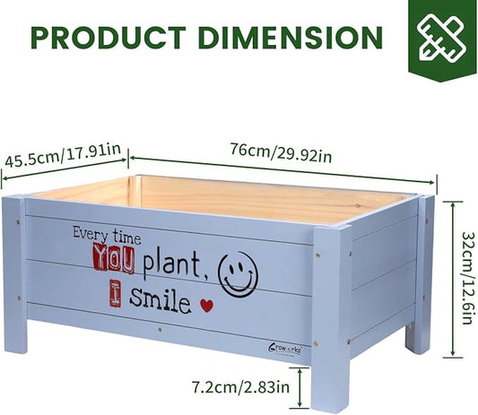 Raised Garden Bed for Kids - 30”L*18”W*13”H Elevated Wooden Planter Box Stand, Backyard, Patio, Balcony w/Bed Liner, 180lb Capacity (Blue)