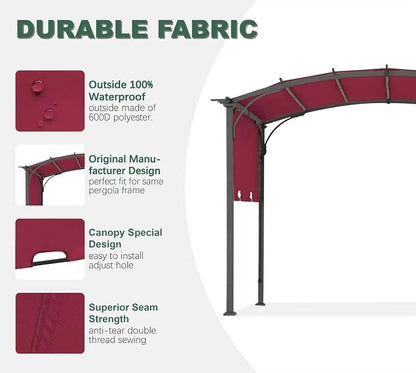 85''x 208'' Universal Doubleton Steel Pergola Replacement Cover for Pergola L-PG080PST, (Burgundy)
