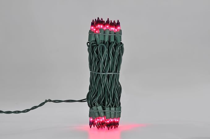 Brite Star 100 Count Mini String Christmas Lights, Purple - 22 feet Indoor/Outdoor Christmas Tree Lights with Green Wire