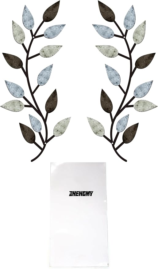 Zhengmy 2 Pieces Metal Tree Leaf Wall Decor Vine Olive Branch Leaf Wall Art Living Room, Hallway Wall Decor Outdoor Decoration(Pastel Colors)