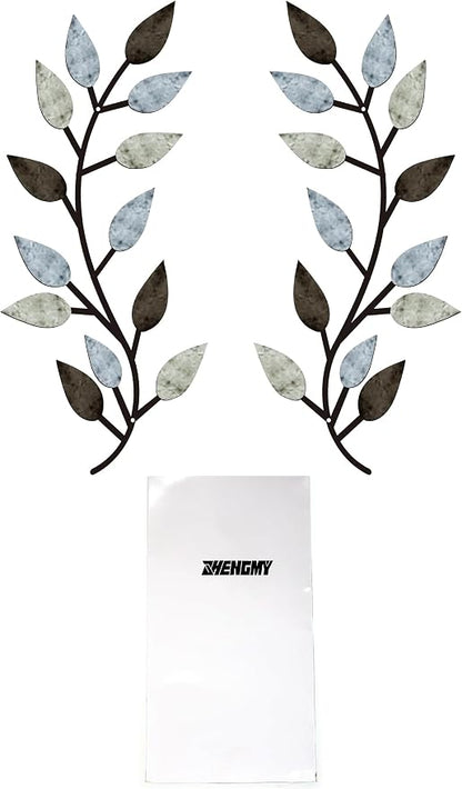 Zhengmy 2 Pieces Metal Tree Leaf Wall Decor Vine Olive Branch Leaf Wall Art Living Room, Hallway Wall Decor Outdoor Decoration(Pastel Colors)