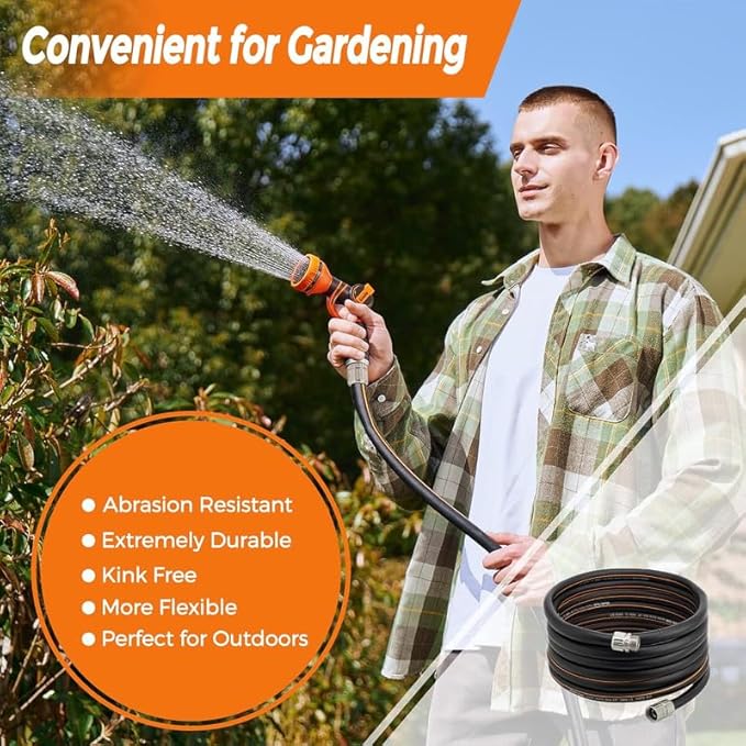 Giraffe Tools Garden Hose 5/8", Custom Length, Heavy Duty, No Kink, Flexible, Rubber Garden Hose, Leakproof Water Hose, 600 Burst PSI, 50ft Male to Female Hose