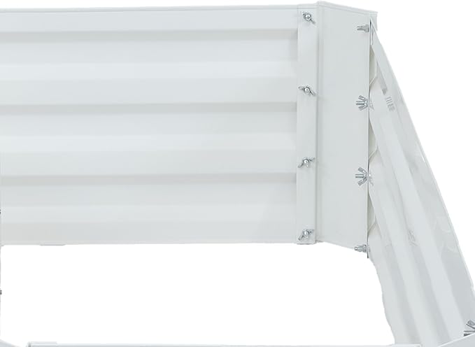 Sunnydaze Galvanized Raised Garden Bed - Outdoor Planter Box for Backyard or Patio - Steel Metal Raised Bed for Gardening Vegetables, Flowers, Herbs - 47 x 47 x 12 in - Ivory White - L-Shaped