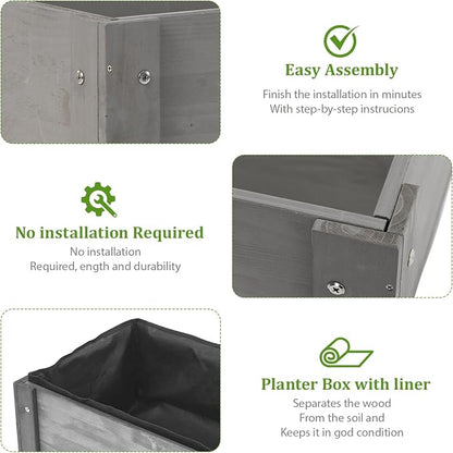 Raised Garden Bed with Legs, 31x16x30 in Planter Boxes Outdoor, Elevated Wooden Planter Box Standing Growing Bed for Gardening, Backyard, Patio and Balcony (Grey, 31x16x30)