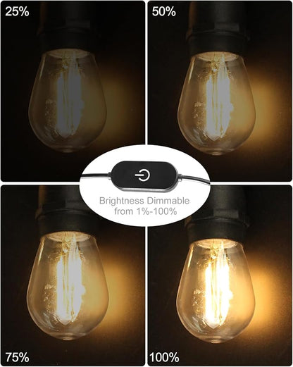 BRIMAX 24.6Ft USB Powered String Lights,10 LED Bulb Waterproof&Shatterproof | Outdoor Camping String Light Dimmable Brightness with Swith for Tents,Patio,Backyard and Holidays,2700K Warm White