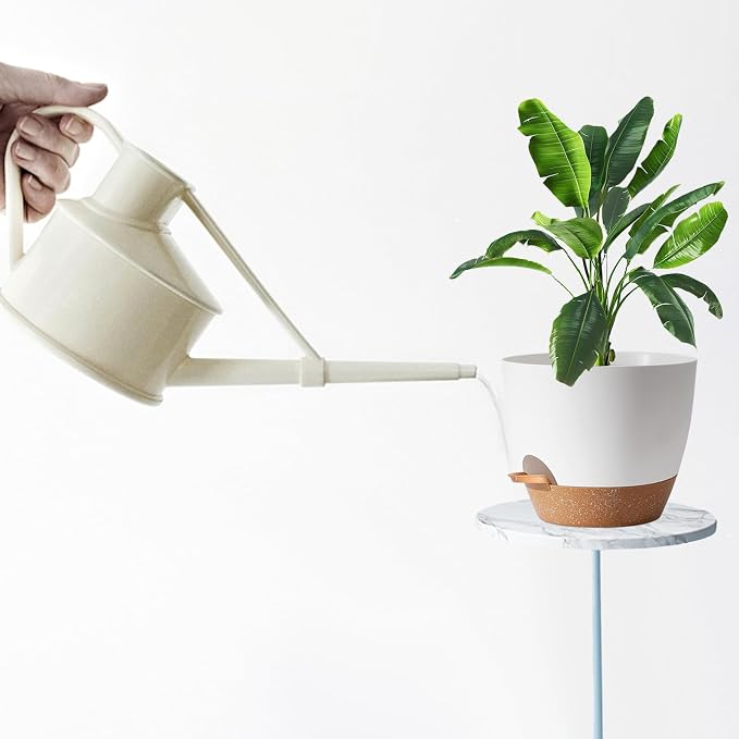 White Self Watering Pots with Drainage Planting Pot for HousePlants Plastic Flower Pots Outdoor Plant Pots Gift Idea Decorative Flower Pots Draining Pots for Indoor Plants